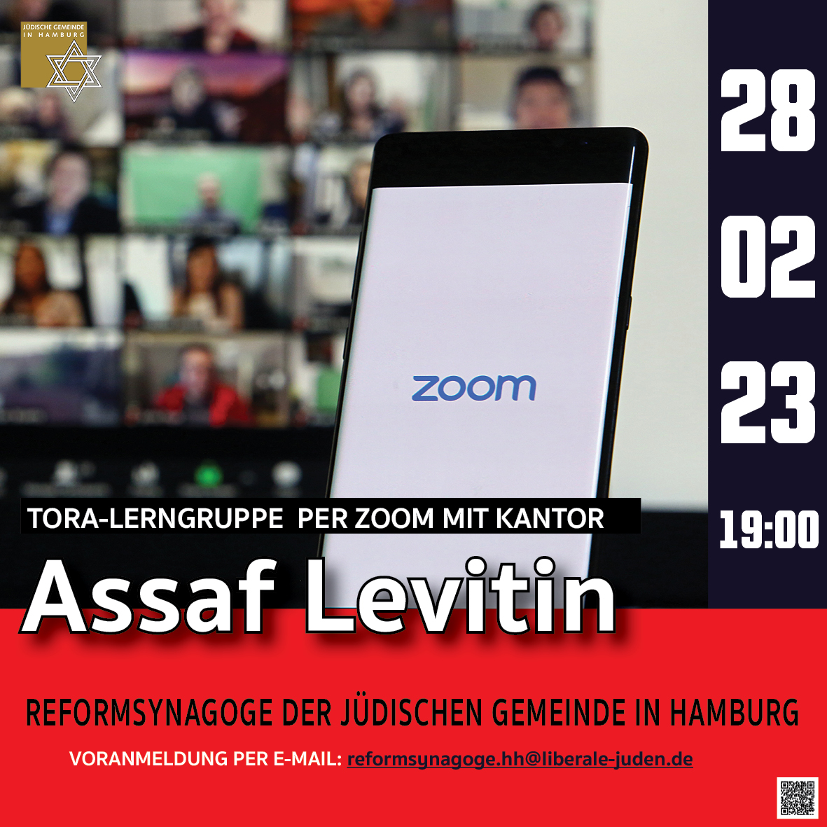 Reformsynagoge: Tora-Lerngruppe per Zoom mit Kantor Assaf Levitin